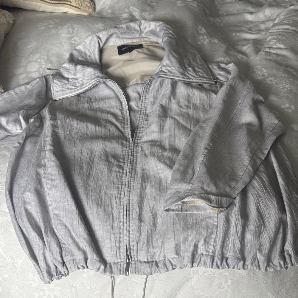 Lafayette 148 New York Satin-Trim Jacket in Light Silver